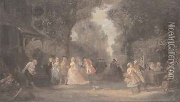 The garden party Oil Painting - Henri Charles Antoine Baron