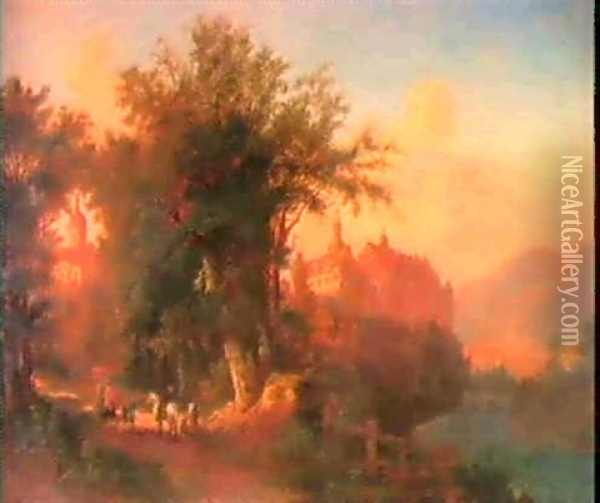 Ansicht Der Stadt Weilburg Oil Painting - Theodor Christoph Schuez
