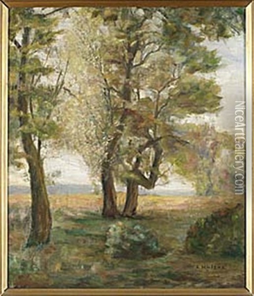 Skogslandskap Oil Painting - Carl Vilhelm Holsoe