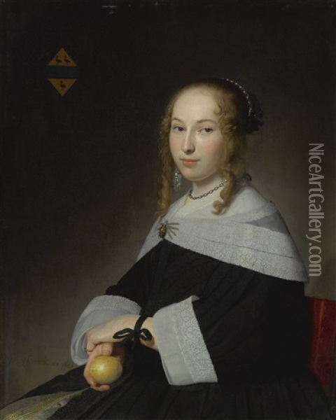 Portrait Of Margaretha Dicx (1634-1697) Oil Painting - Johannes Cornelisz Verspronck