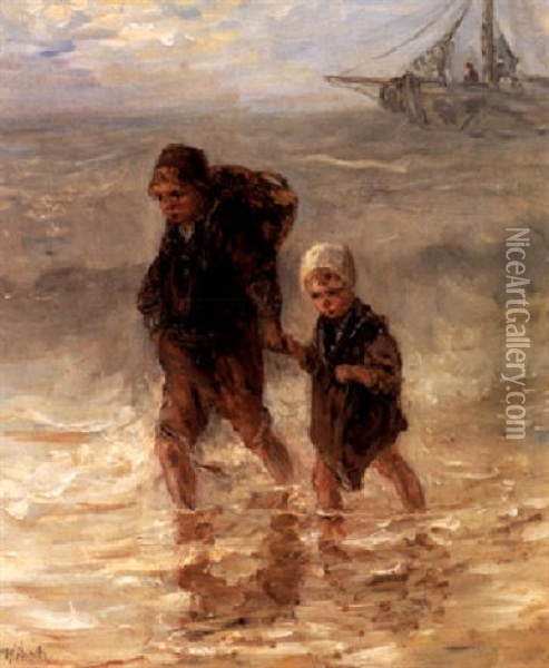 Children On The Beach Oil Painting - Jozef Israels