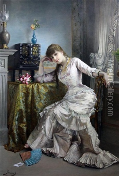 The Bouquet Oil Painting - Alfred George Stevens