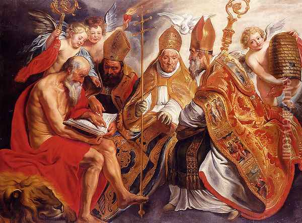 The Four Fathers Of The Latin Church Oil Painting - Jacob Jordaens