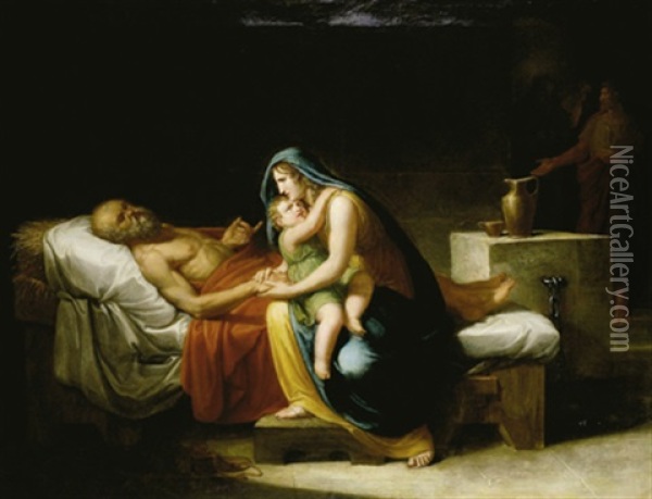 La Morte Di Socrate Oil Painting - Franz Caucig
