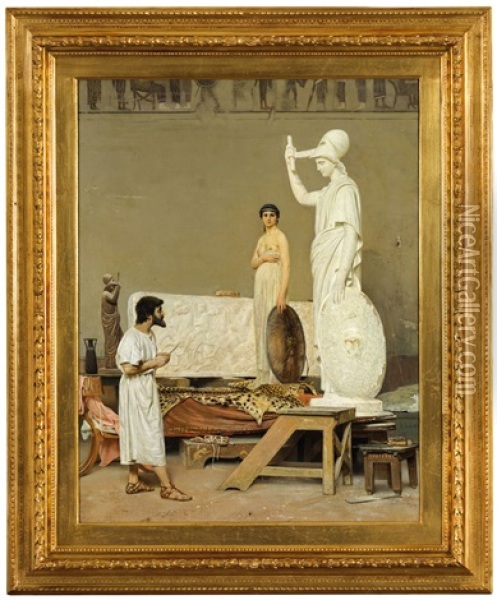 Fidia Che Scolpisce La Statua Di Minerva Oil Painting - Raffaello Sorbi
