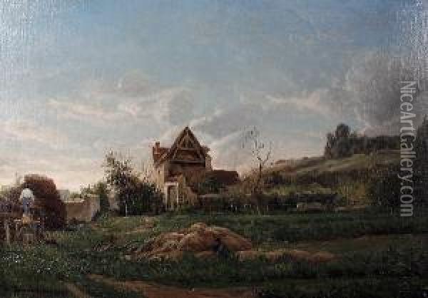 Harvest Time In Wallonie Oil Painting - Edmond De Schampheleer