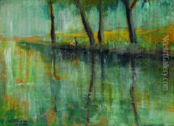 Sommerliche Flusslandschaft Oil Painting - Charles Garabed Atamian