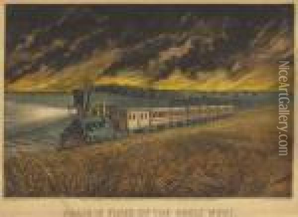 Prarie Fires Of The Great West (g. 5269) Oil Painting - Currier & Ives Publishers
