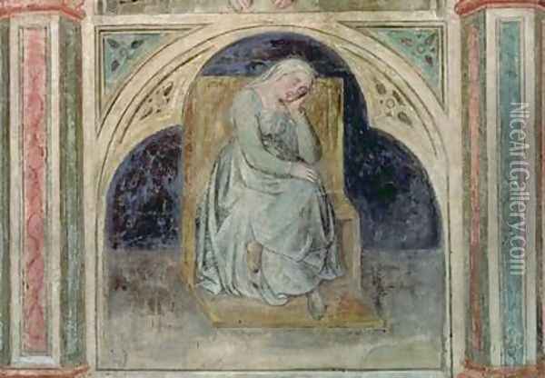Woman resting from Scenes from a Private Life cycle after Giotto 1450 Oil Painting - Nicolo & Stefano da Ferrara Miretto