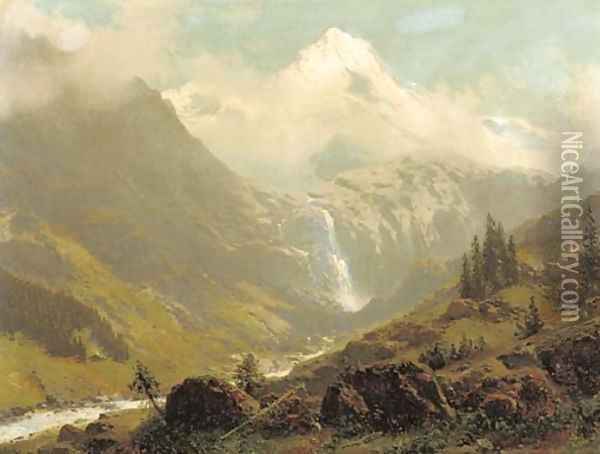 Alpine glory the Alps in summer at Lauterbrunnen, Switserland Oil Painting - Robert Schultze