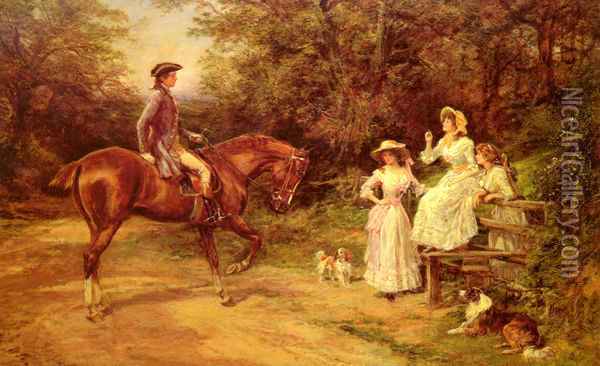 A Meeting By The Stile Oil Painting - Heywood Hardy