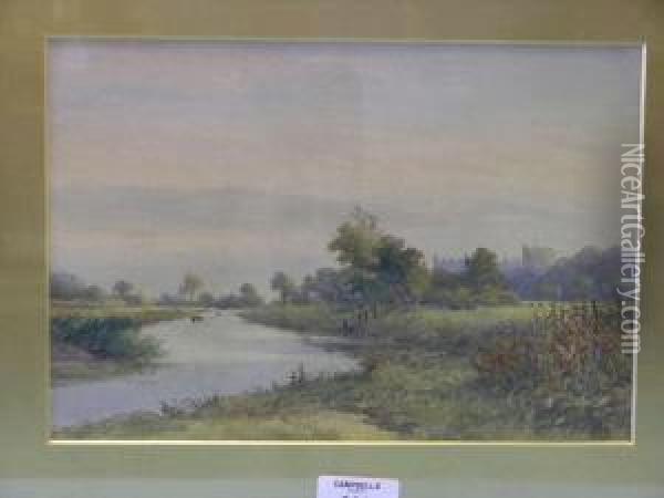 Rural View Along The River Arun Oil Painting - Arthur Powell May