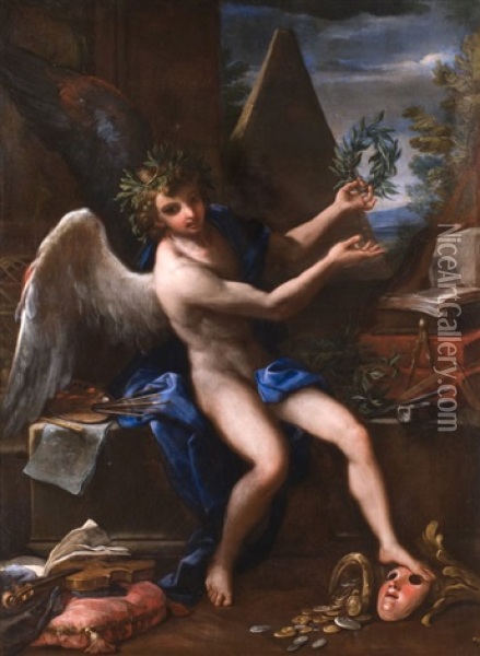 Genius Der Kunste Oil Painting - Giuseppe Bartolomeo Chiari