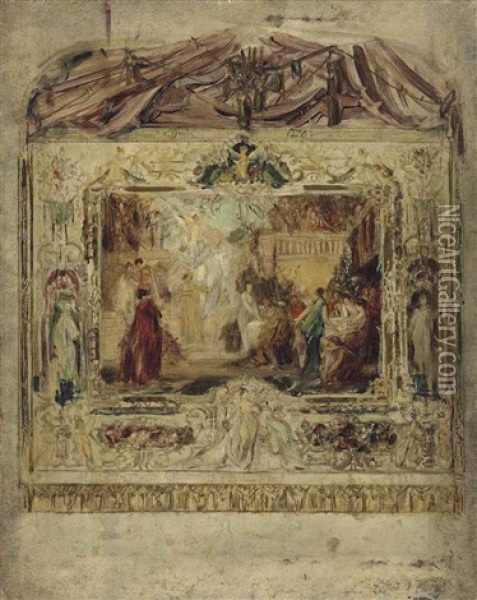Entwurf Zu Einem Theatervorhang Oil Painting - Gustav Klimt