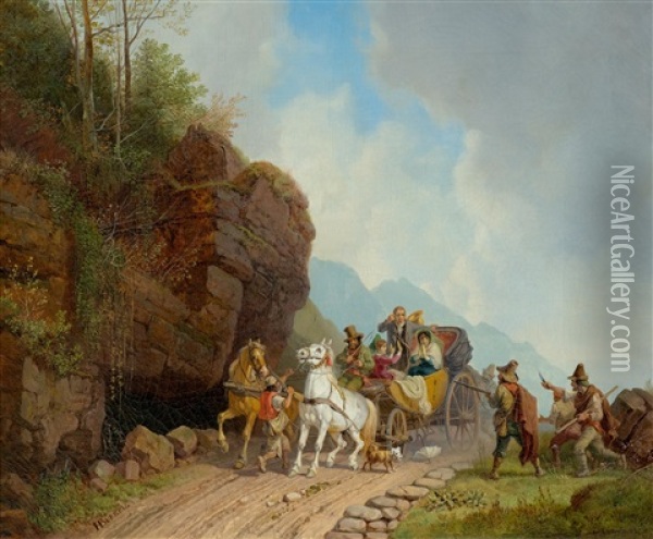 The Coach Ambush Oil Painting - Heinrich Buerkel