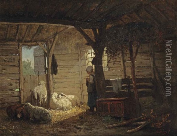 The Young Shepherdess Oil Painting - Anton Mauve