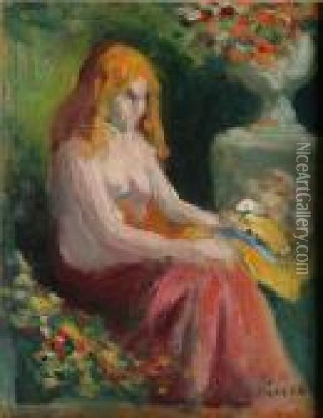 Femme Assise Au Jardin Oil Painting - Maximilien Luce