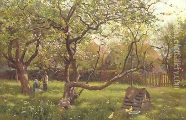 In the orchard Oil Painting - William Teulon Blandford Fletcher