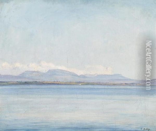 Seelandschaft Mit Gebirgskette Oil Painting - Emile Patru