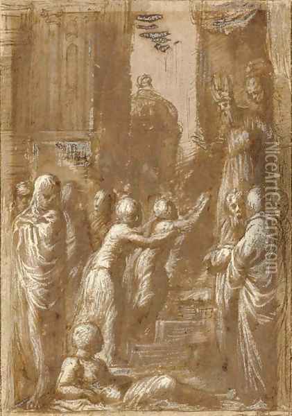 The Presentation of the Virgin Oil Painting - Polidoro Da Caravaggio (Caldara)