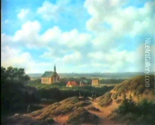 Blick Auf Eine Kirche In Weiter Landschaft Oil Painting - Christianus Hendricus Hein
