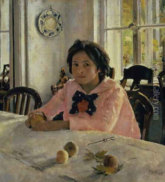 Girl with Peaches, 1887 Oil Painting - Valentin Aleksandrovich Serov