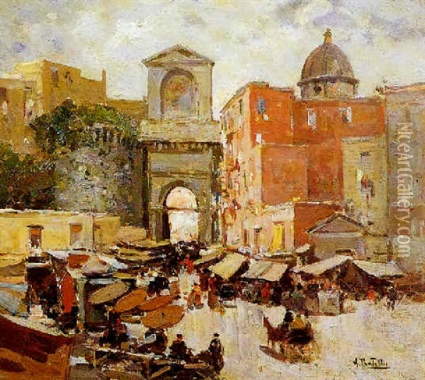 Mercato A Porta Capuana Oil Painting - Attilio Pratella