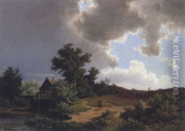 Aufziehendes Unwetter Oil Painting - Theodor (Wilhelm T.) Nocken