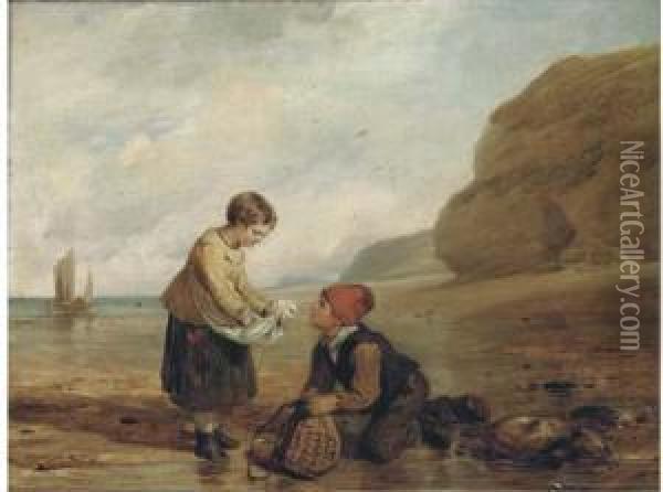 The Young Shrimp-catchers Oil Painting - William Collins