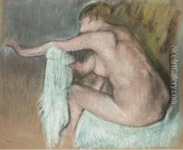 Femme S'essuyant Le Bras Oil Painting - Edgar Degas
