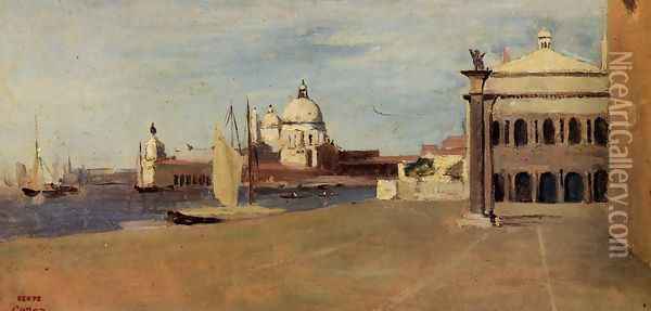 Venice, the Grand Canal, View from the Esclavons Quay Oil Painting - Jean-Baptiste-Camille Corot