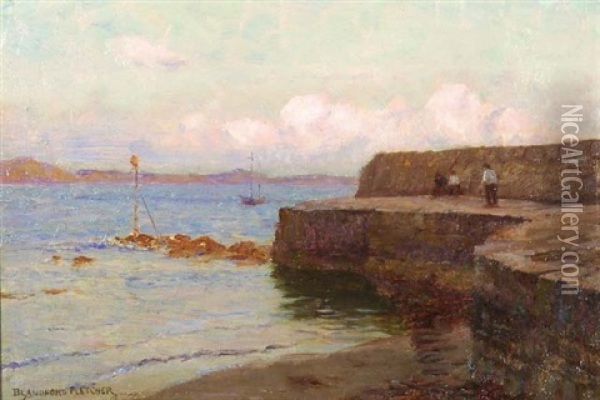 The Cobb, Lyme Regis Oil Painting - Blandford Fletcher