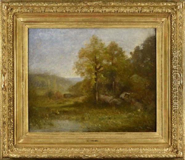 Bords De L'etang De Cernay, Vers 1865-1870 Oil Painting - Jean-Alexis Achard