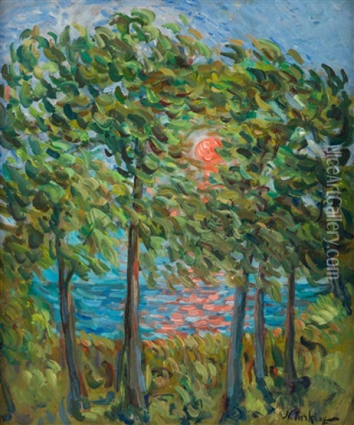 Paysage De Bord De Mer Au Soleil [seaside Landscape In The Sun] Oil Painting - Nikolai Aleksandrovich Tarkhov