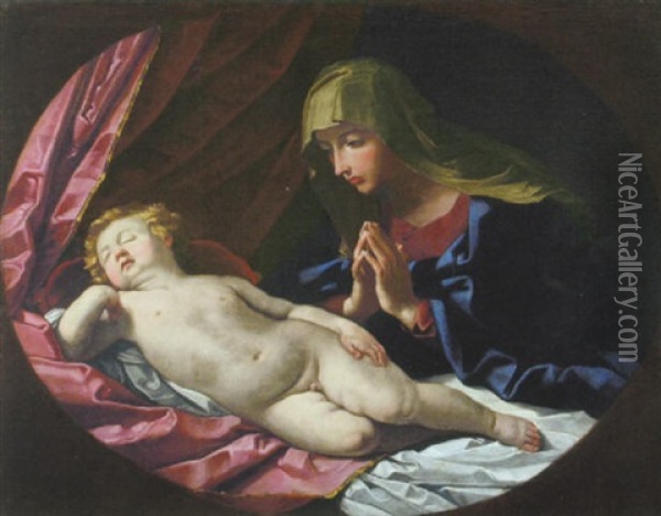 Die Madonna In Anbetung Des Schlafenden Christuskindes Oil Painting - Carlo Maratta