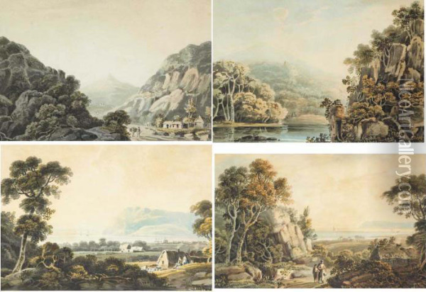 Four Views Of Bray And The Sugarloaf, County Wicklow, Circa 1820 Oil Painting - John Henry Campbell