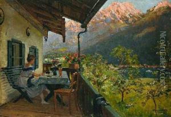 In Der Sommerfrische Am Konigssee Oil Painting - Robert Volcker