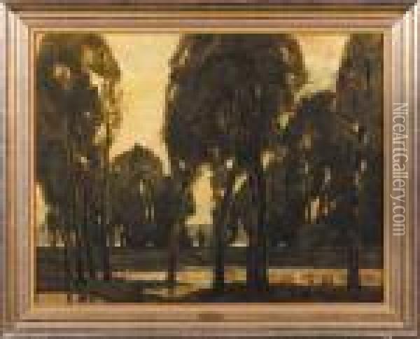 Drzewa Na Podmoklej Lace Oil Painting - Ludwig Dill
