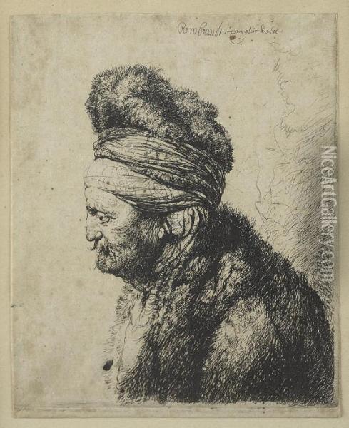 Second Oriental Head Oil Painting - Rembrandt Van Rijn