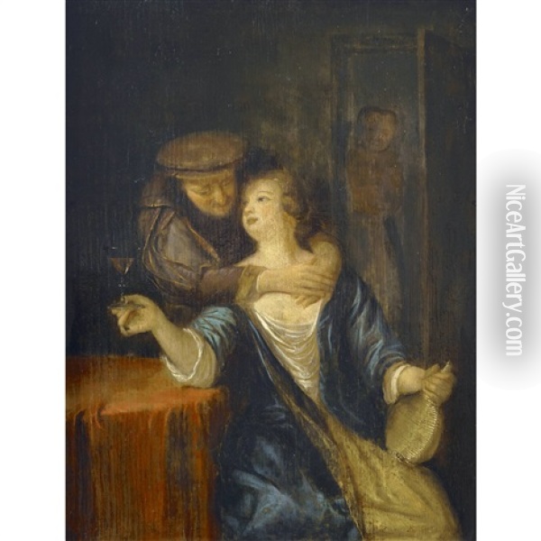 Schakerndes Paar Oil Painting - Frans van Mieris the Elder