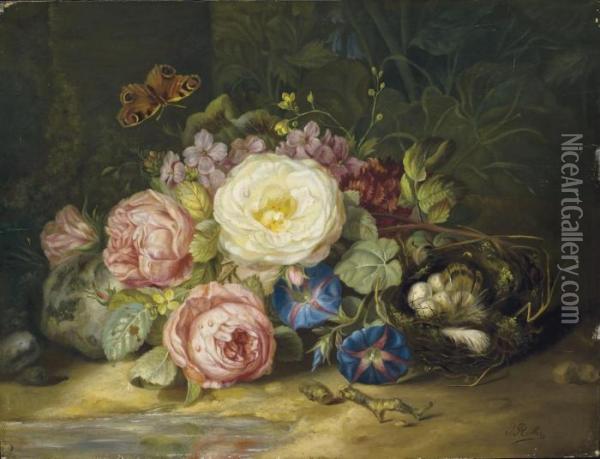 Nature Morte Aux Fleurs Oil Painting - Jean-Baptiste Robie
