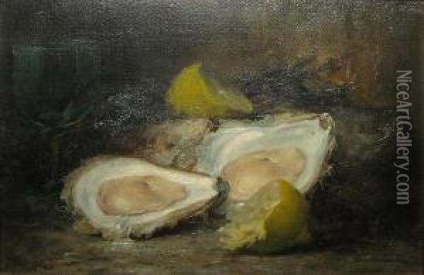 Nature Morte Aux Huitres Et Citron Oil Painting - Leo Van Aken