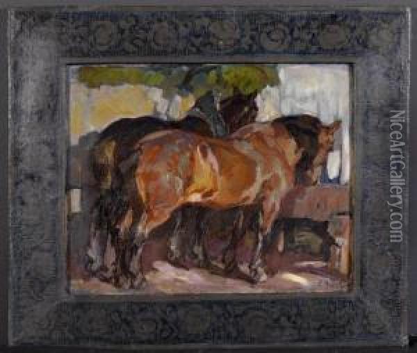 Pferd. Oil Painting - Ernst I Hodel