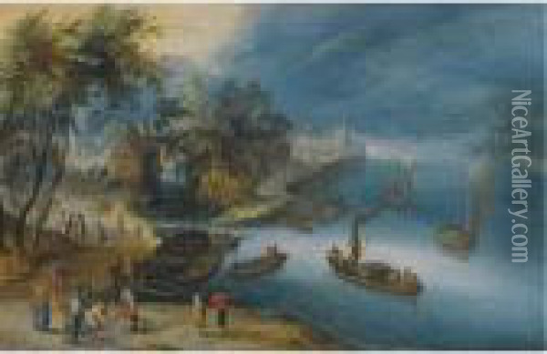 A Fluvial Landscape Oil Painting - Jan The Elder Brueghel