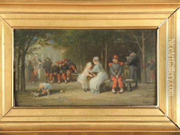Au Parc Oil Painting - Francois-Louis Lanfant