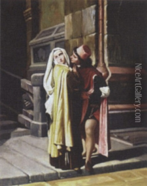 Filippo Lipi Con La Sua Amante Lucretia Buti Oil Painting - Gabriele Castagnola