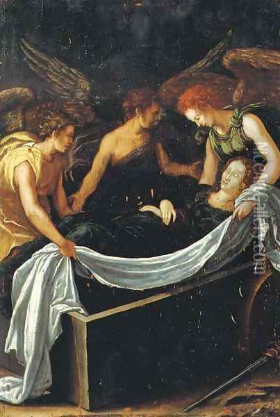 The Entombment of Saint Catherine Oil Painting - Antwerp School