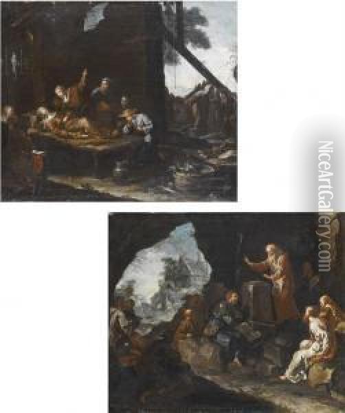Il Trapasso Di Una Monaca; E La Predica Di Un Eremita Oil Painting - Giovanni Battista Rossi