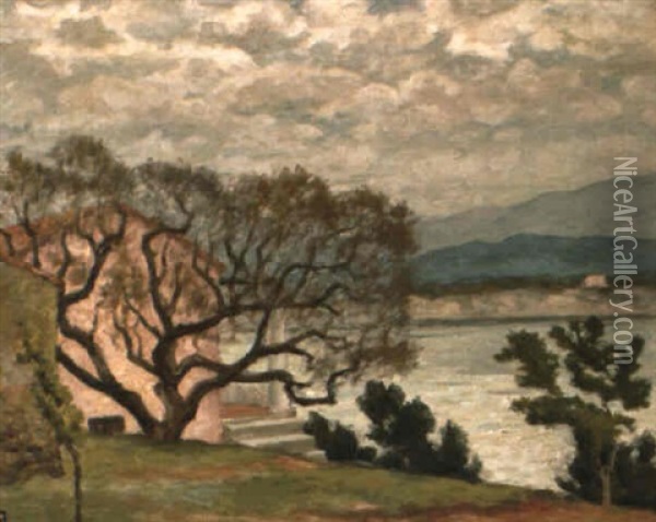 Landscape At Le Lavandou Early 1920's Oil Painting - Rupert Bunny