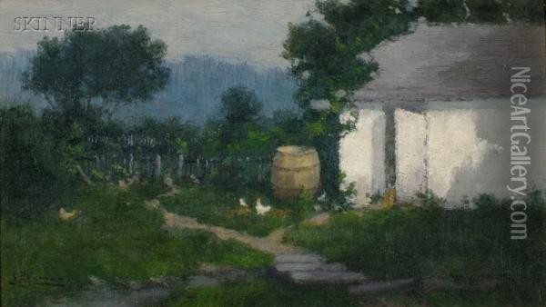 Quiet Yard And Hillside, Spring Oil Painting - Charlotte Buell Coman